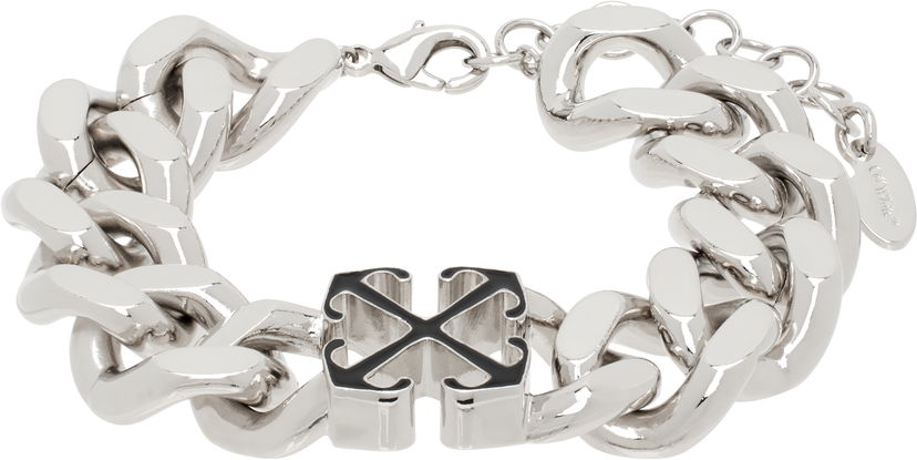Narukvica Off-White Enamel Arrow Chain Bracelet Metalik | OMOA106C99MET0017210