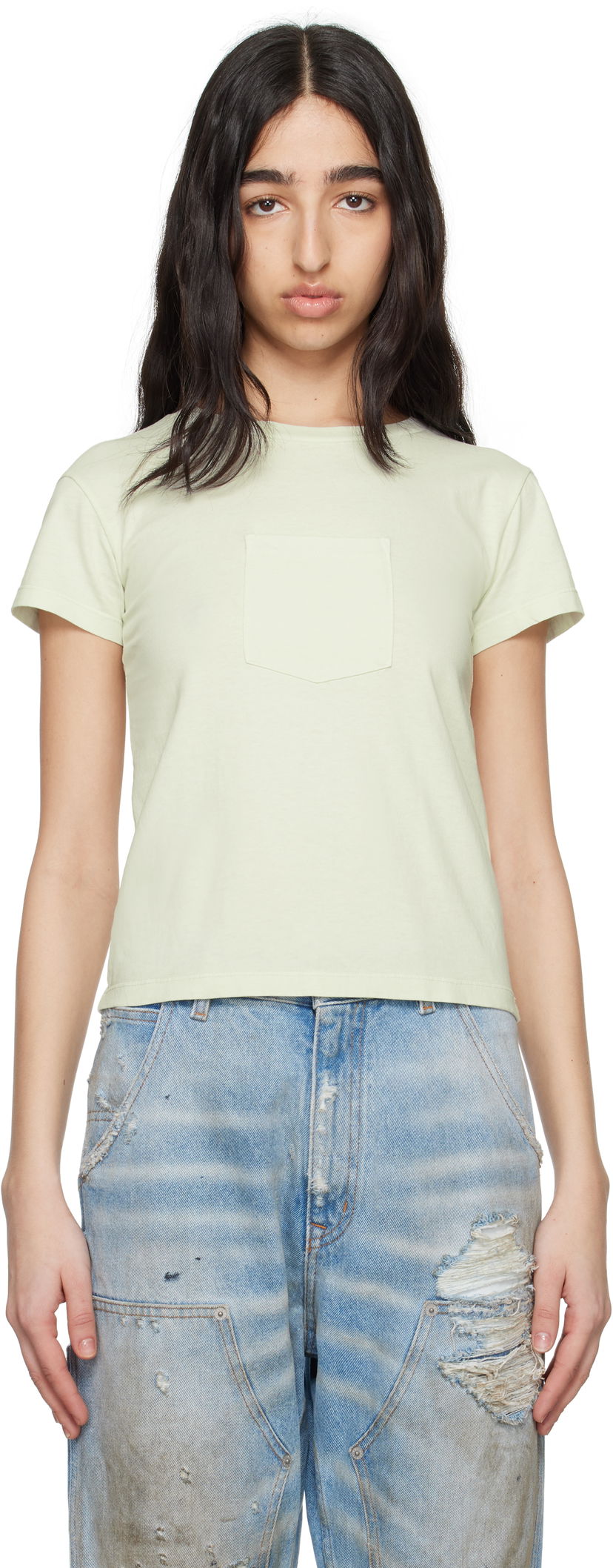 Majica kratkih rukava Maison Margiela MM6 Maison Margiela Heavy Cotton Jersey Pocket T-Shirt Zelena | S62GD0195 M20108