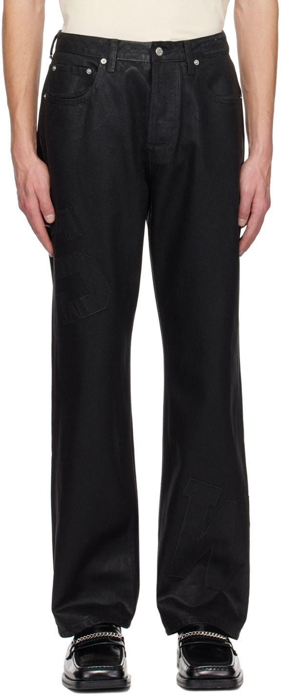 Jeans Saintwoods Waxed Black Jeans Crna | SW01607