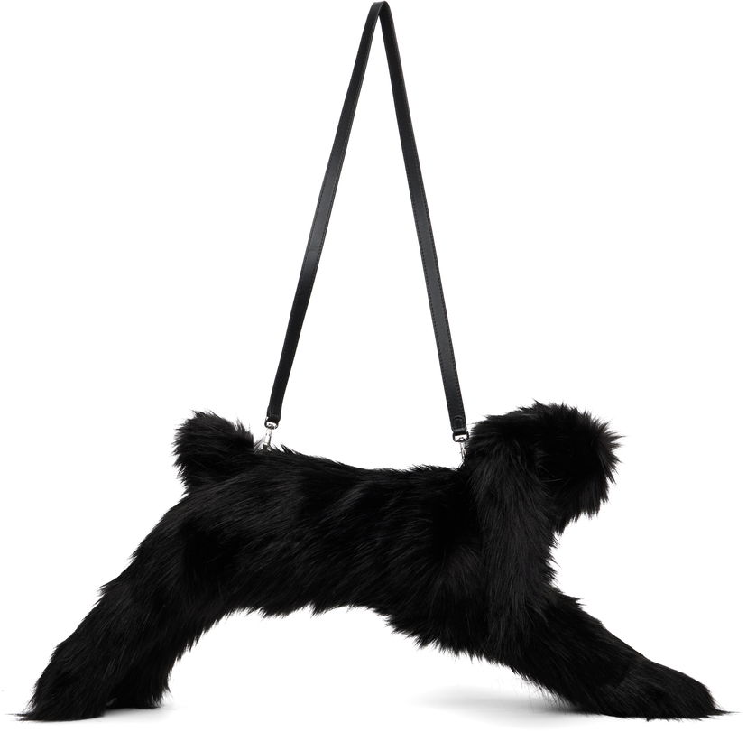 Torba za rame Simone Rocha Simone Rocha Faux Fur Hare Crossbody Bag Crna | BAG197B 0815