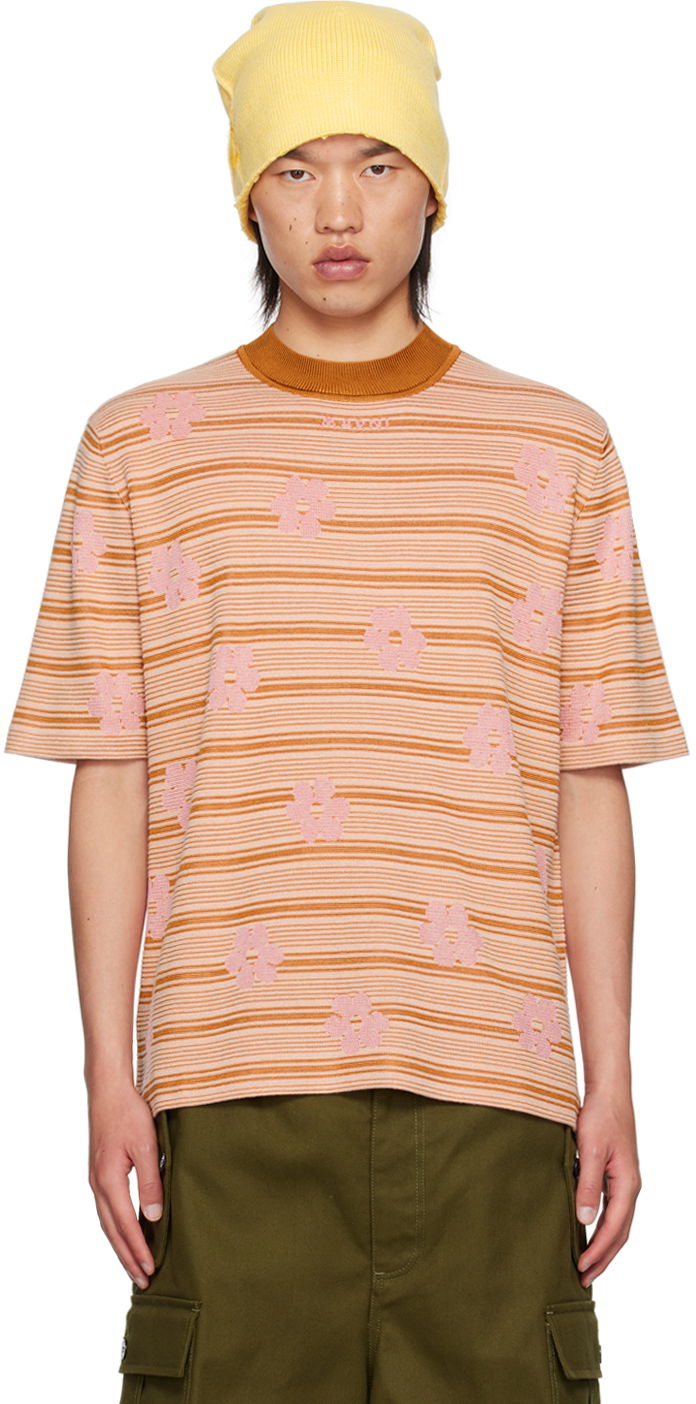 Majica kratkih rukava Marni Striped Floral T-Shirt Ružičasta | GCMG0409EQ UFC324