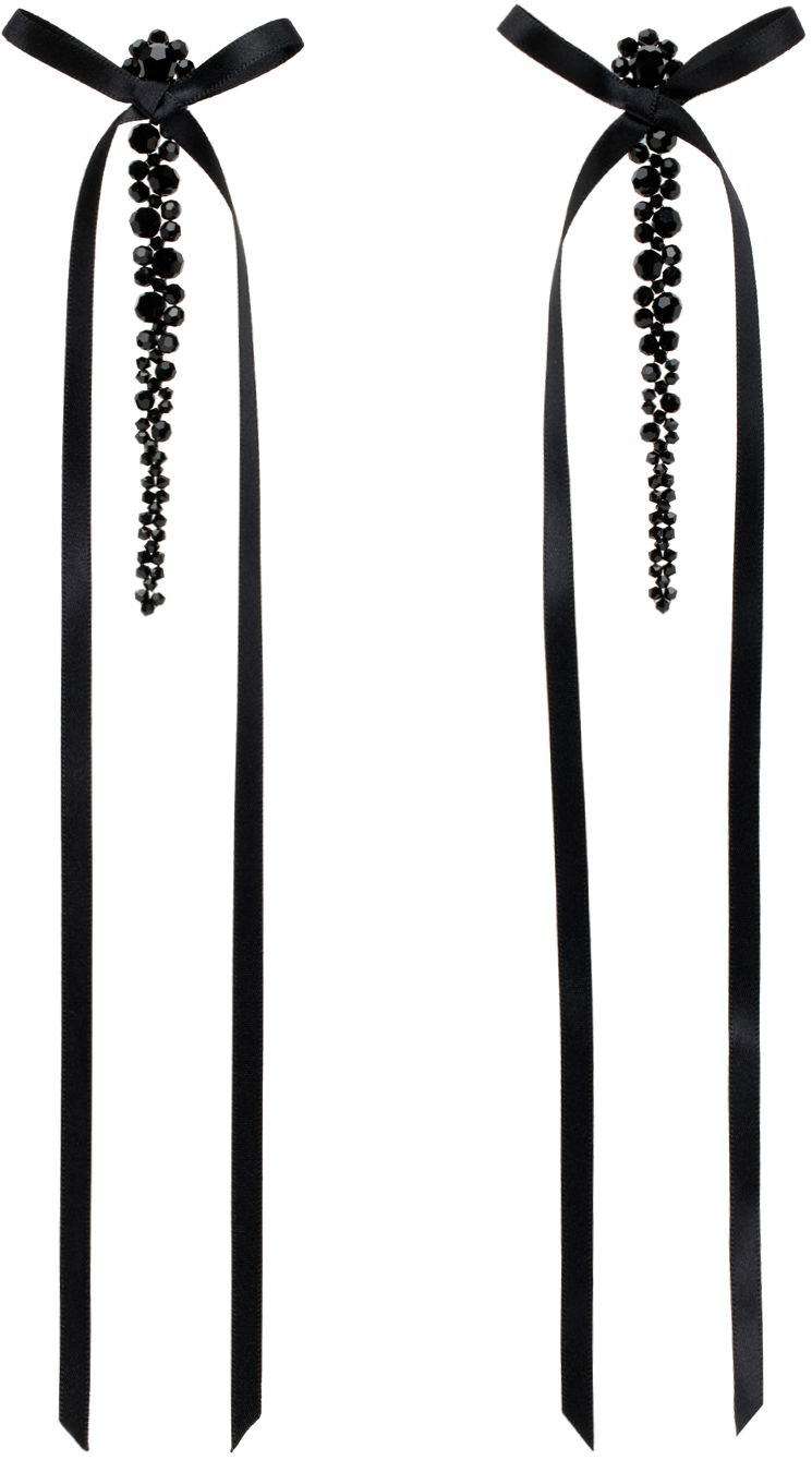 Naušnice Simone Rocha Simone Rocha Bow Ribbon Drip Earrings Crna | ERG410 0903