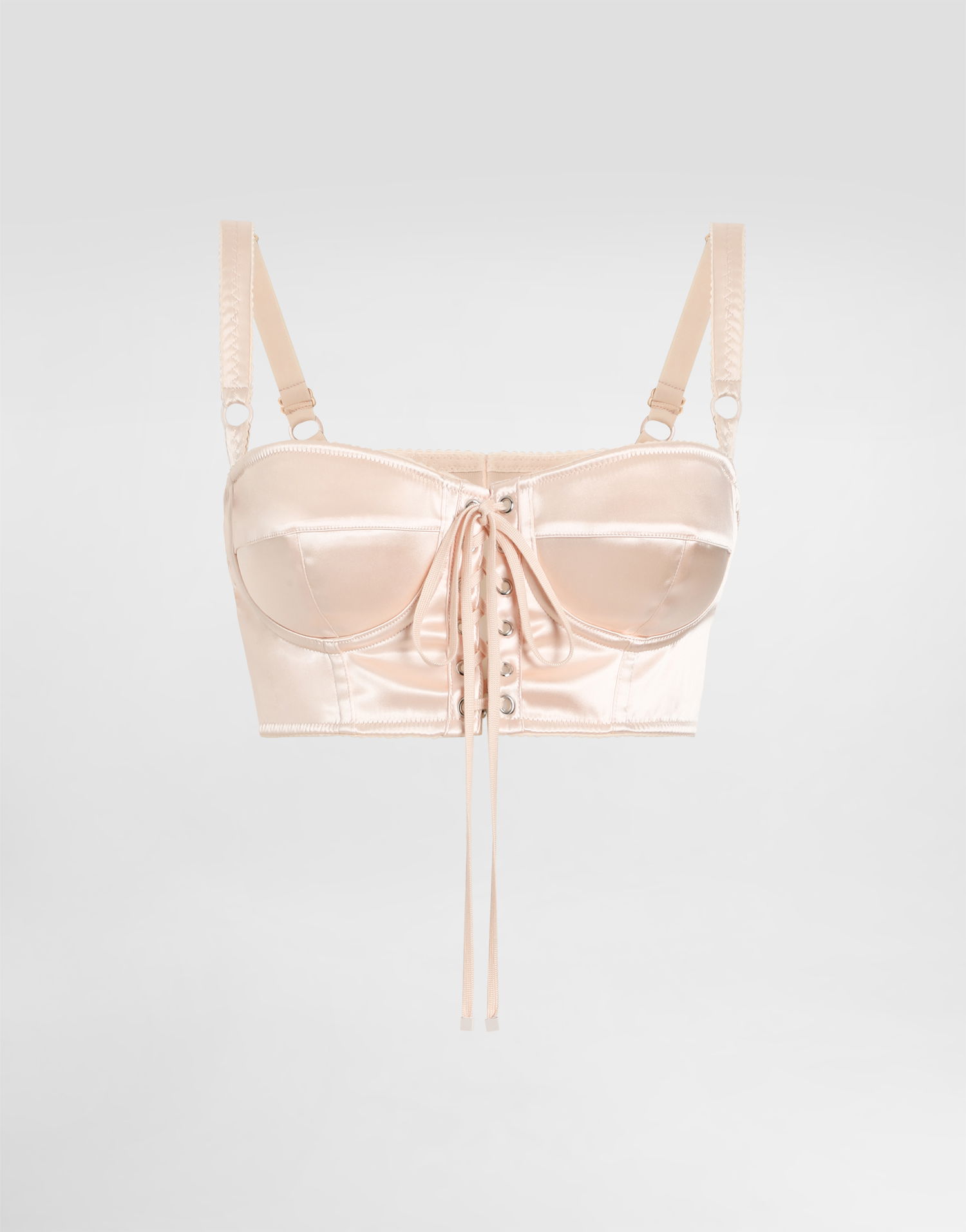 Grudnjak Dolce & Gabbana Dolce & Gabbana Satin Bralette Top with Corset Detail Bež | F7AW6TGDCMXF0658, 0