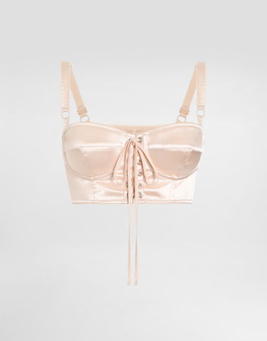 Grudnjak Dolce & Gabbana Dolce & Gabbana Satin Bralette Top with Corset Detail Bež | F7AW6TGDCMXF0658, 0