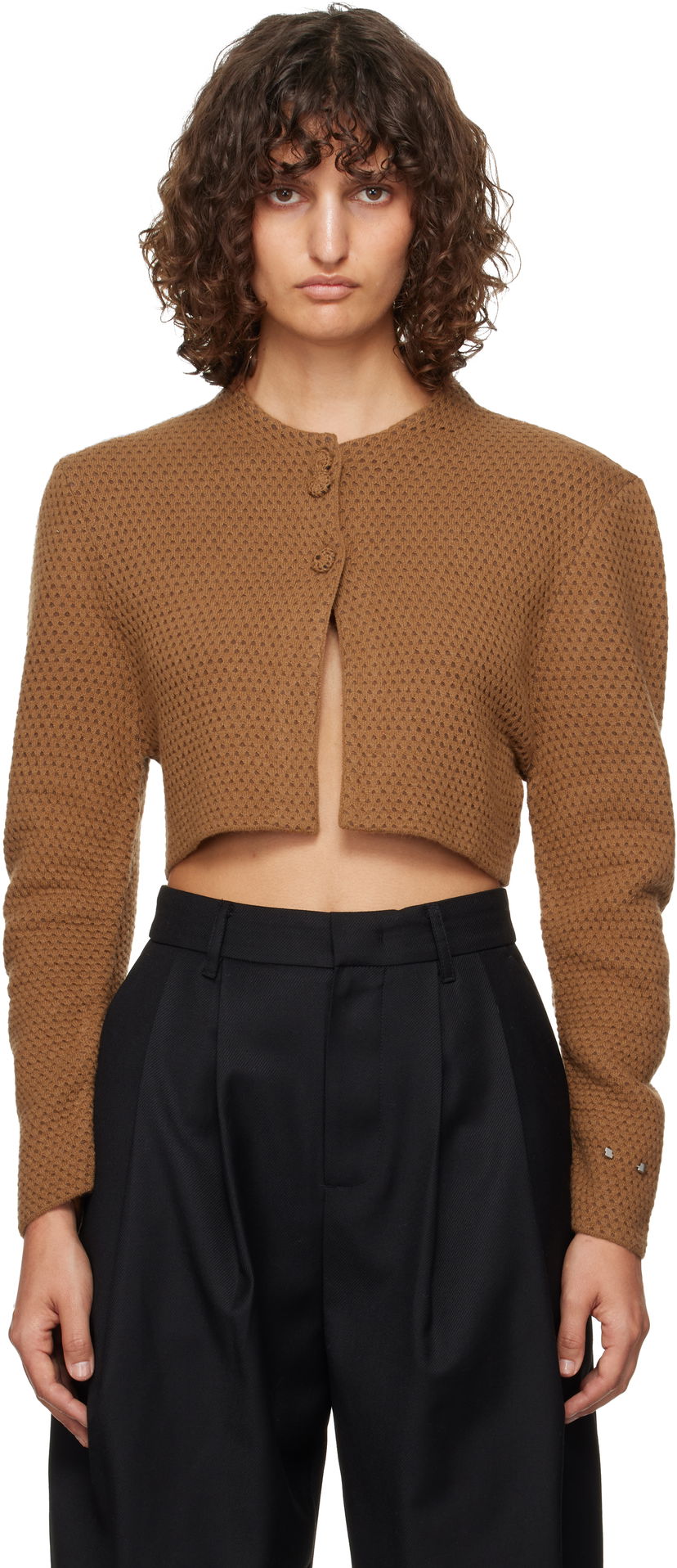 Džemper ADER ERROR Cropped Buttoned Cardigan Smeđa | BN01FWKT0701BR
