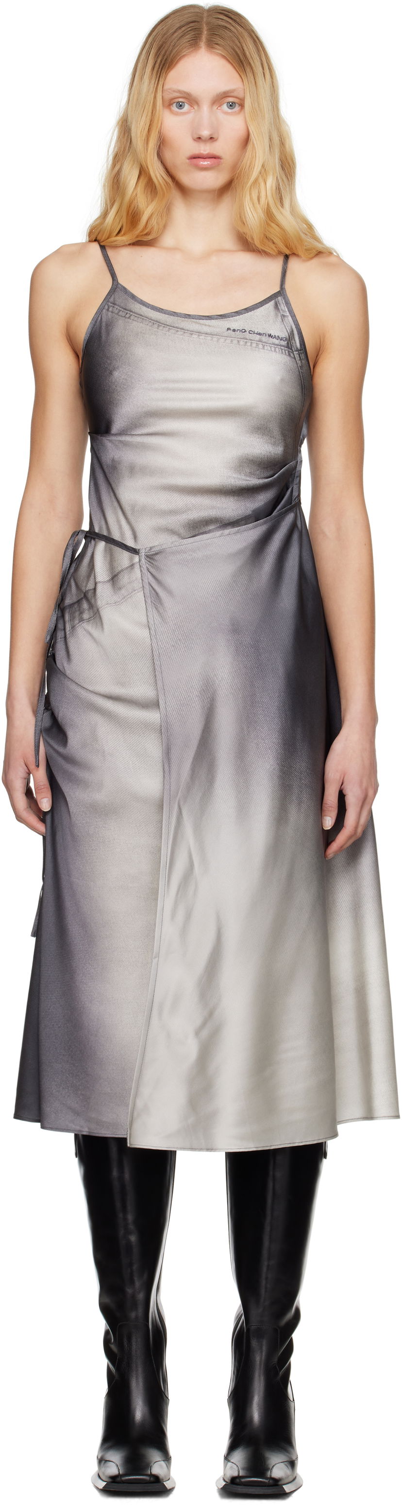 Haljina Feng Chen Wang Feng Chen Wang Draped Midi Dress Siva | FWS19DR01