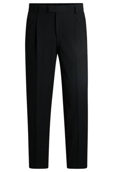 Hlače BOSS Slim-Fit Seersucker Trousers Crna | 50540189