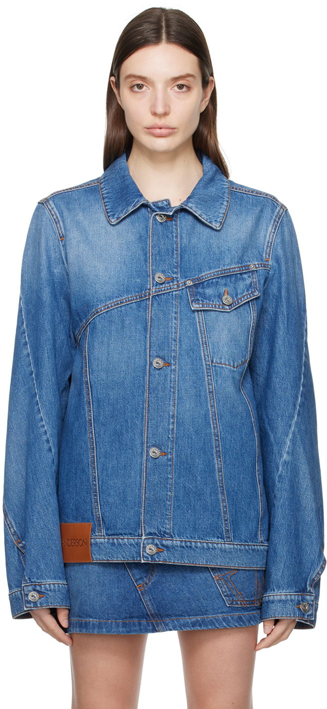 Jakna JW Anderson Blue Twisted Denim Jacket Tirkiz | DJ0030-PG1164