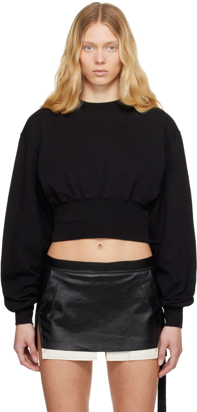 Džemper Rick Owens Rick Owens DRKSHDW Hollywood Tatlin Cropped Sweatshirt Crna | DS01E3225 FP