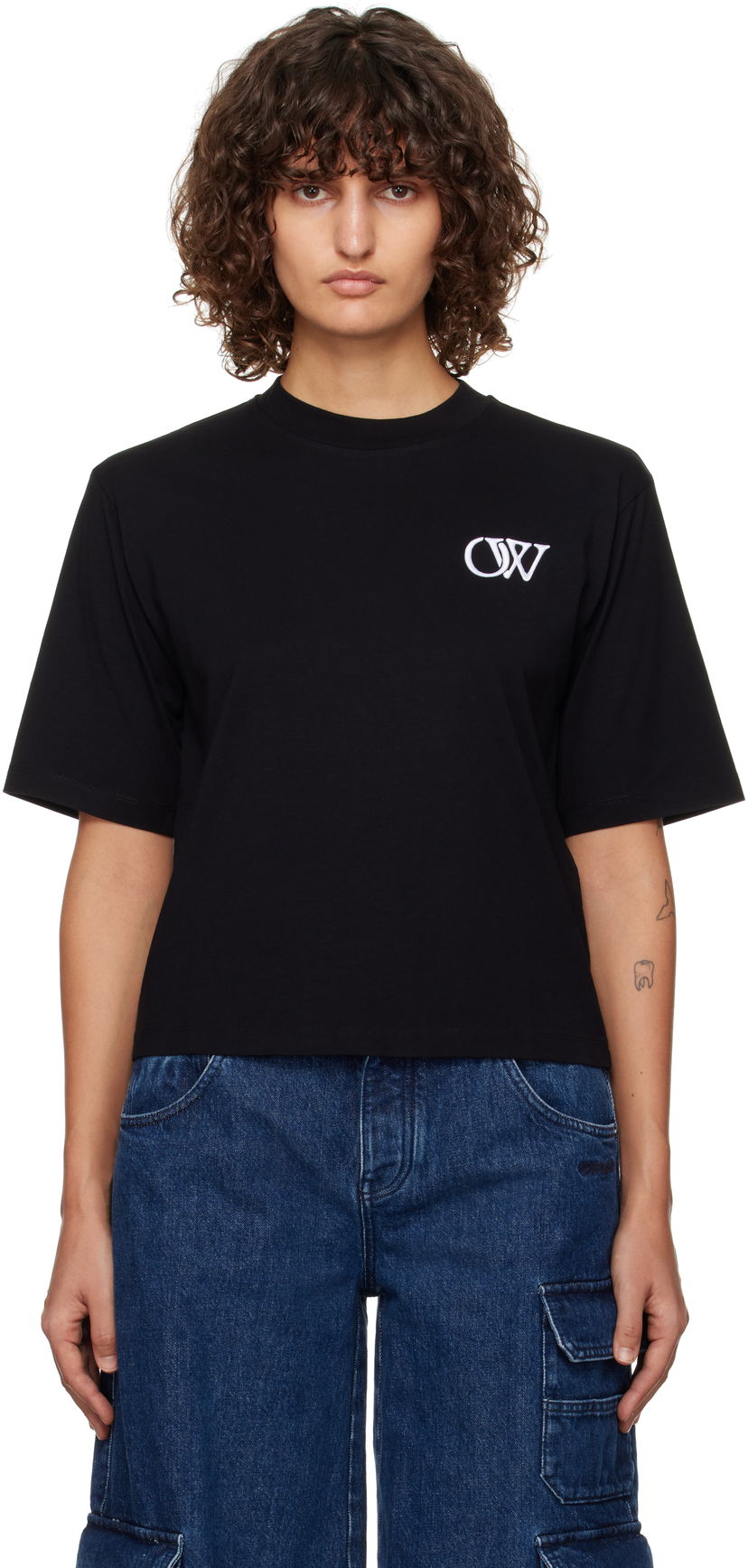 Majica kratkih rukava Off-White Black Boxy T-Shirt With Logo Crna | OWAA124F24JER0081001