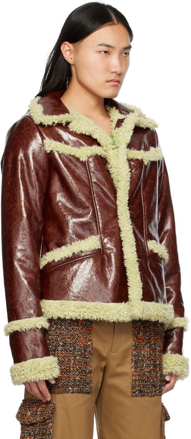 Jakna Anna Sui Anna Sui Runway Faux-Leather and Shearling Jacket Smeđa | M824A31, 1