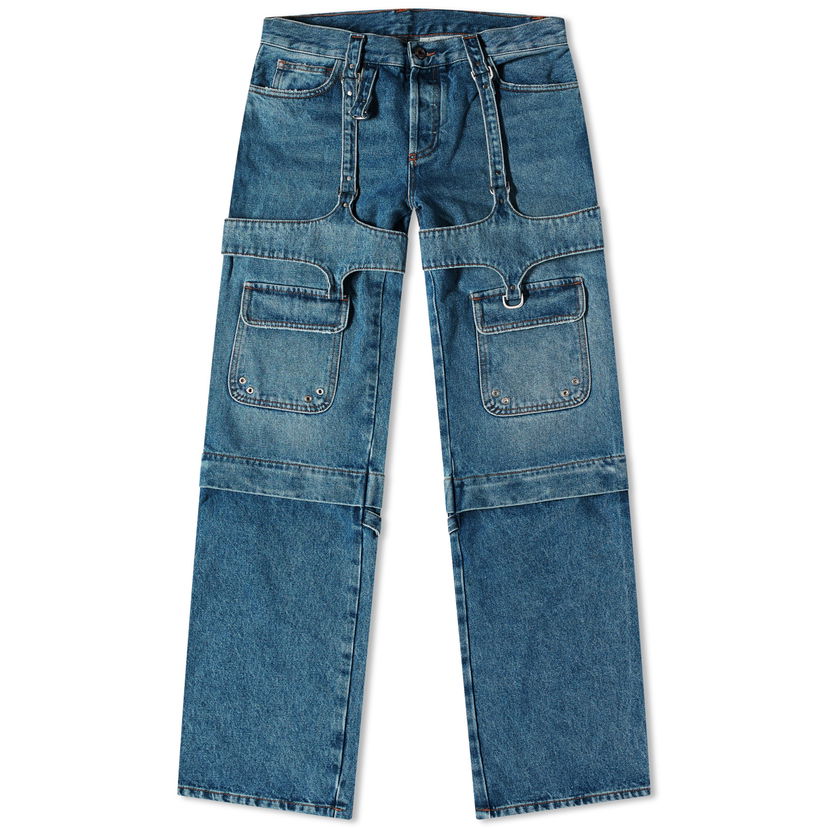 Cargo hlače Off-White Cargo Zip Pant Plava | OWYB016F23DEN0014500
