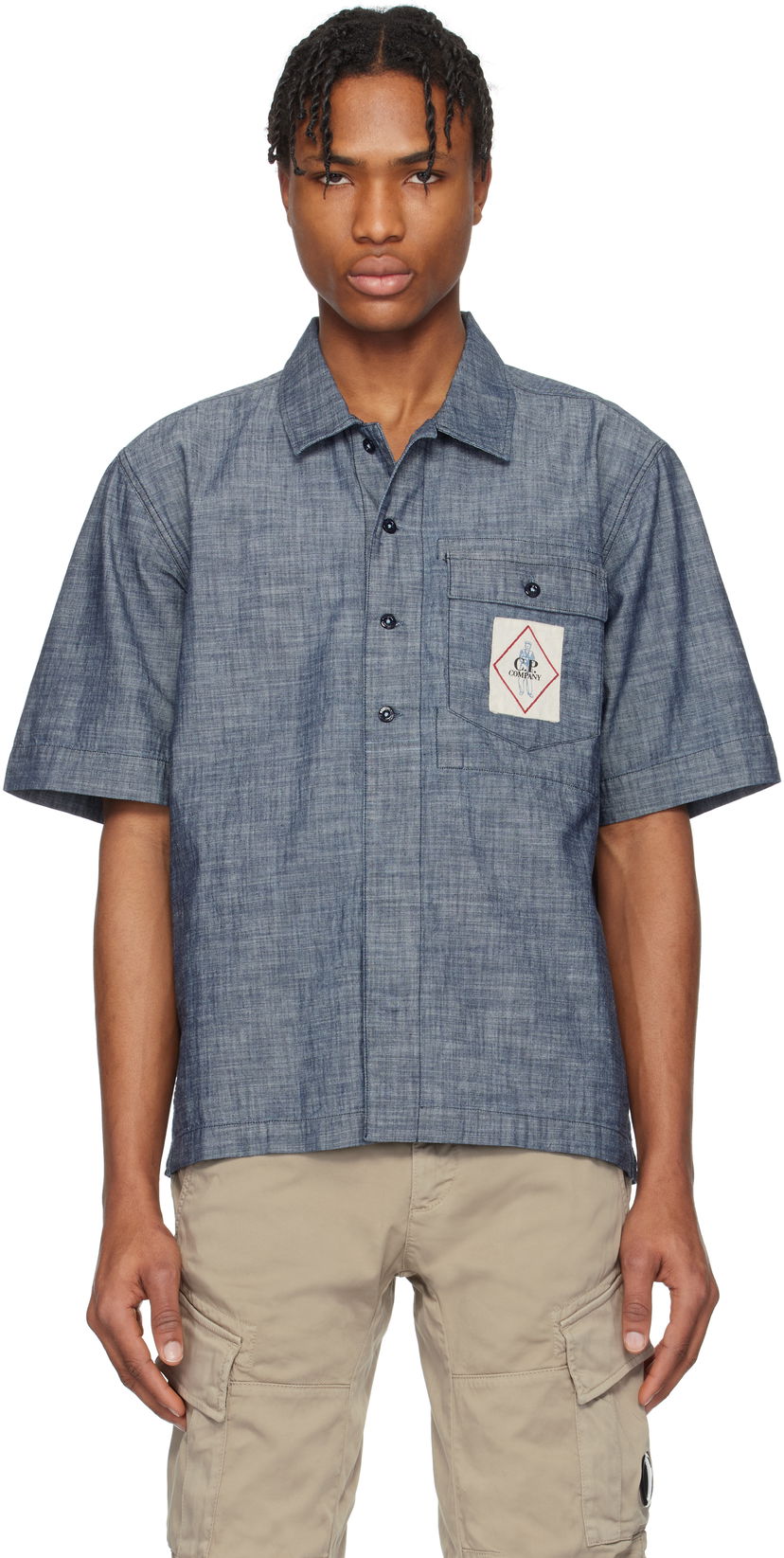 Košulja C.P. Company C.P. Company Chambray Short Sleeve Shirt Plava | 18CMSH151A-110065W