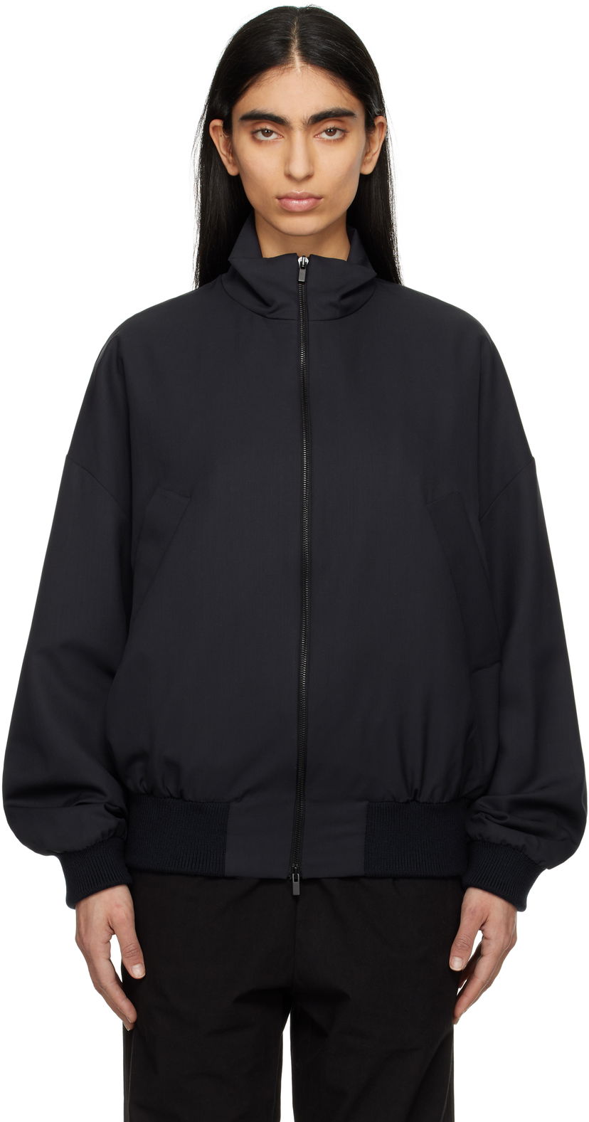 Bomber jakna Fear of God Fear of God Wool High Neck Track Jacket Crna | FGE230-327HTW