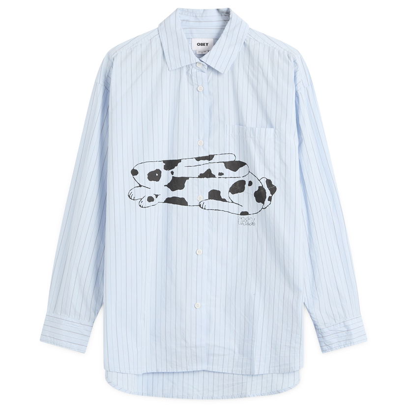 Košulja OBEY Beverly Graphic Long Sleeve Shirt, Size X-Small Plava | 281200141-LBL