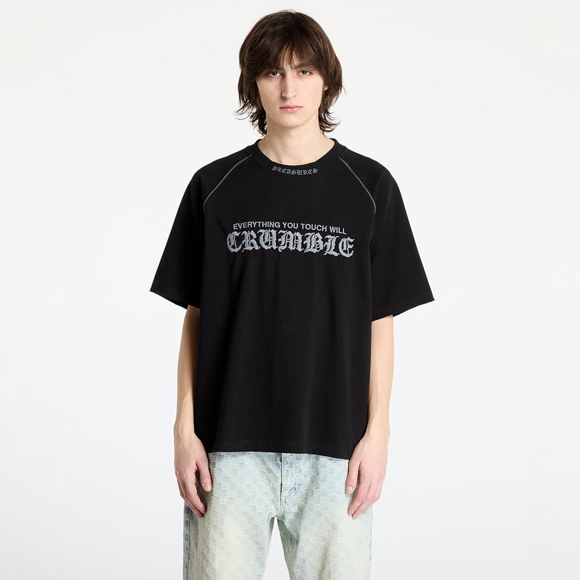 Majica kratkih rukava Pleasures PLEASURES Crumble Heavyweight Raglan T-Shirt Crna | P25SP026 BLACK