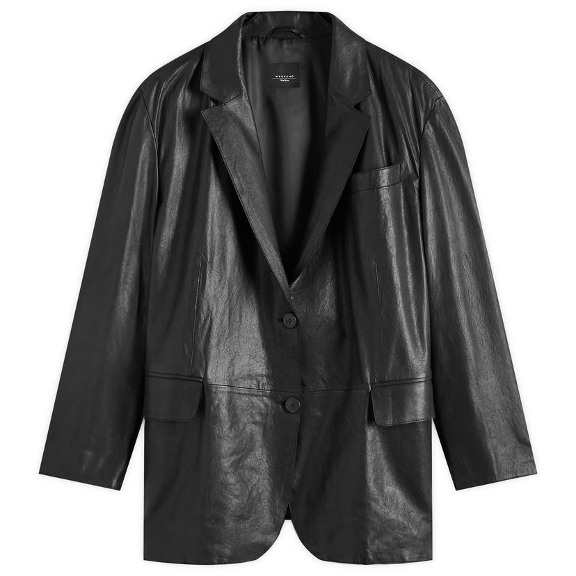 Jakna Max Mara Weekend Max Mara Marat Leather Jacket Crna | 2515441031600