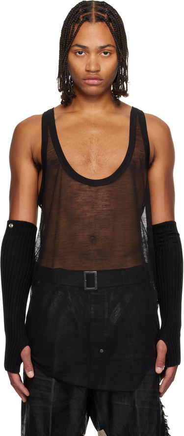 Majica bez rukava Rick Owens Concordians Pony Sheer Deep Scoop-Neck Tank Top Crna | RR02E1101 JWR, 0