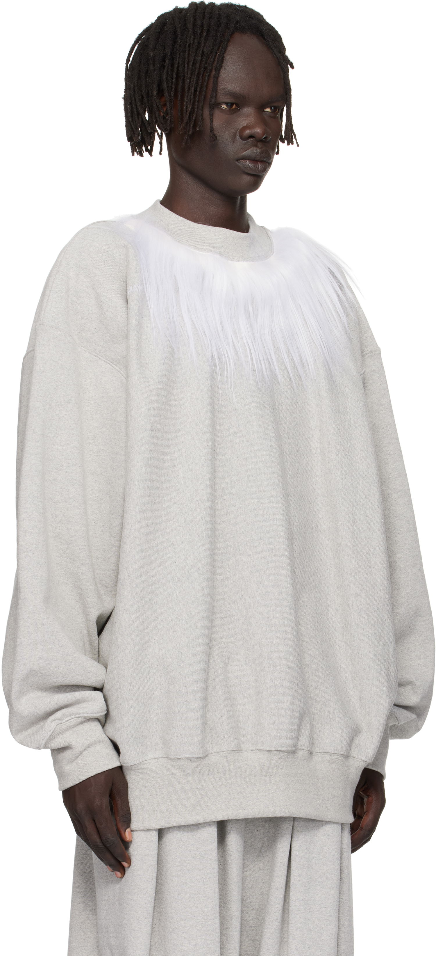 Dukserice HED MAYNER Hed Mayner Fur Trim Sweatshirt Siva | HMMB72006P-HB211, 1