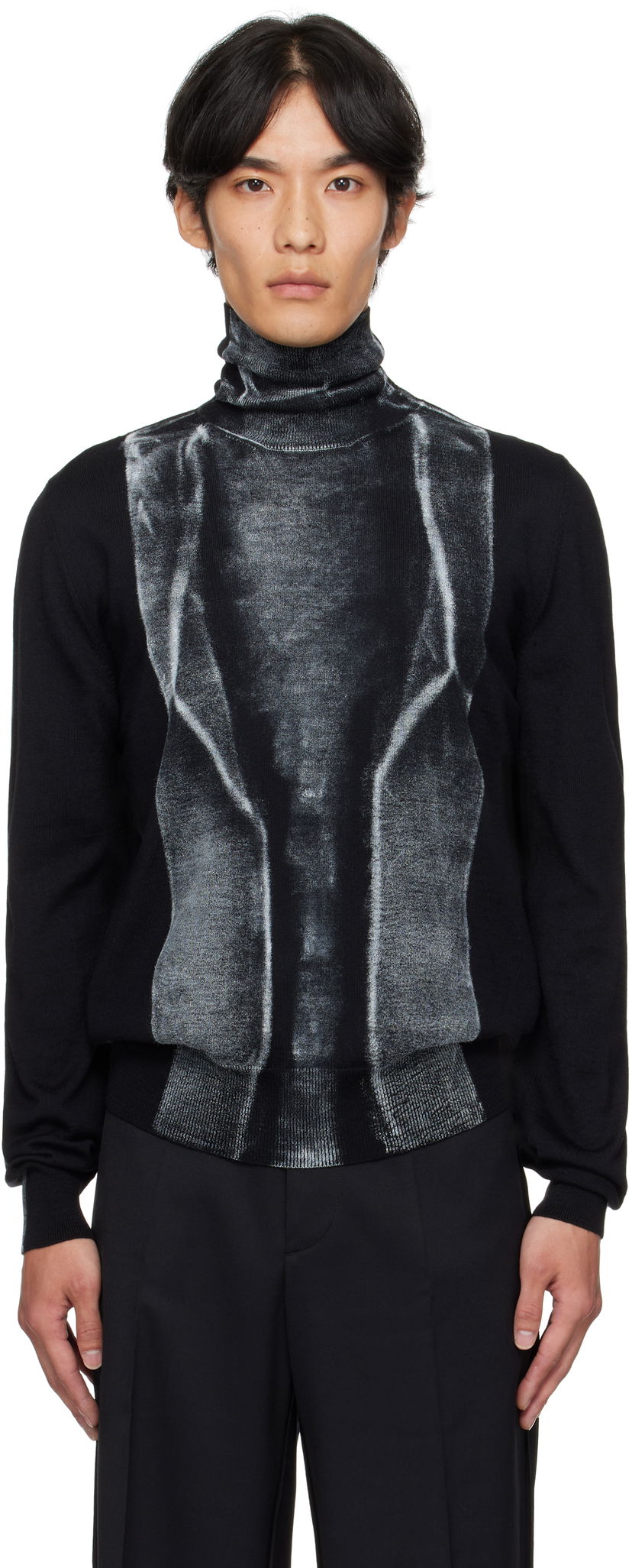 Džemper Maison Margiela MM6 Maison Margiela Folded Print Turtleneck Sweater Crna | SH0HA0005 M13129