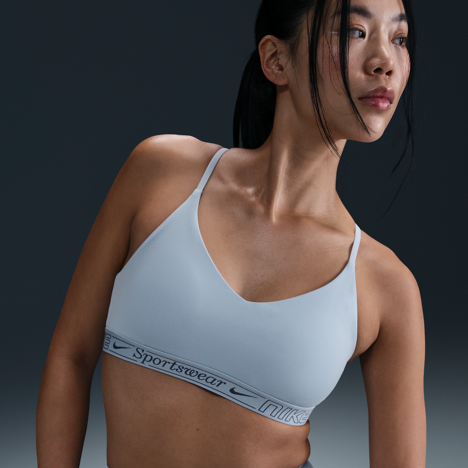 Grudnjak Nike Nike Indy Lightly Lined Adjustable Sports Bra Plava | HV6953-440, 0