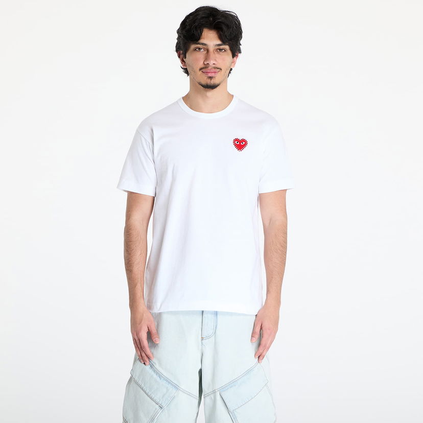 Majica kratkih rukava Comme des Garçons Comme des Garçons PLAY Emblem Rhinestone T-Shirt Bijela | AX-T801 WHITExRED