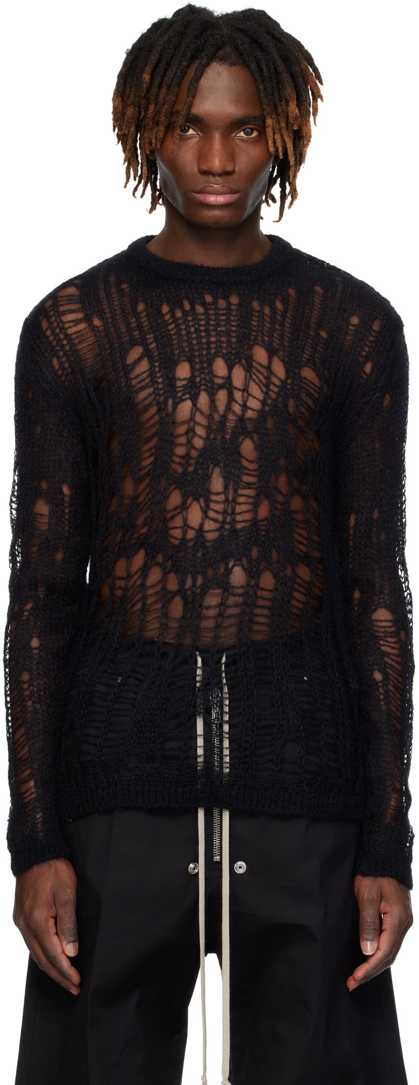 Džemper Rick Owens Rick Owens Hollywood Biker Round Neck Sweater Crna | RU01E5606 KNETMH