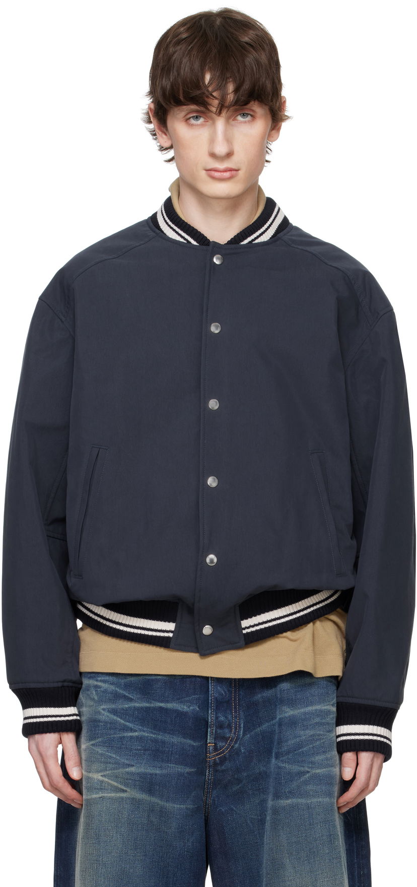 Bomber jakna MAISON KITSUNÉ Maison Kitsuné Teddy Bomber Jacket Tamnoplava | OM02116WQ4048