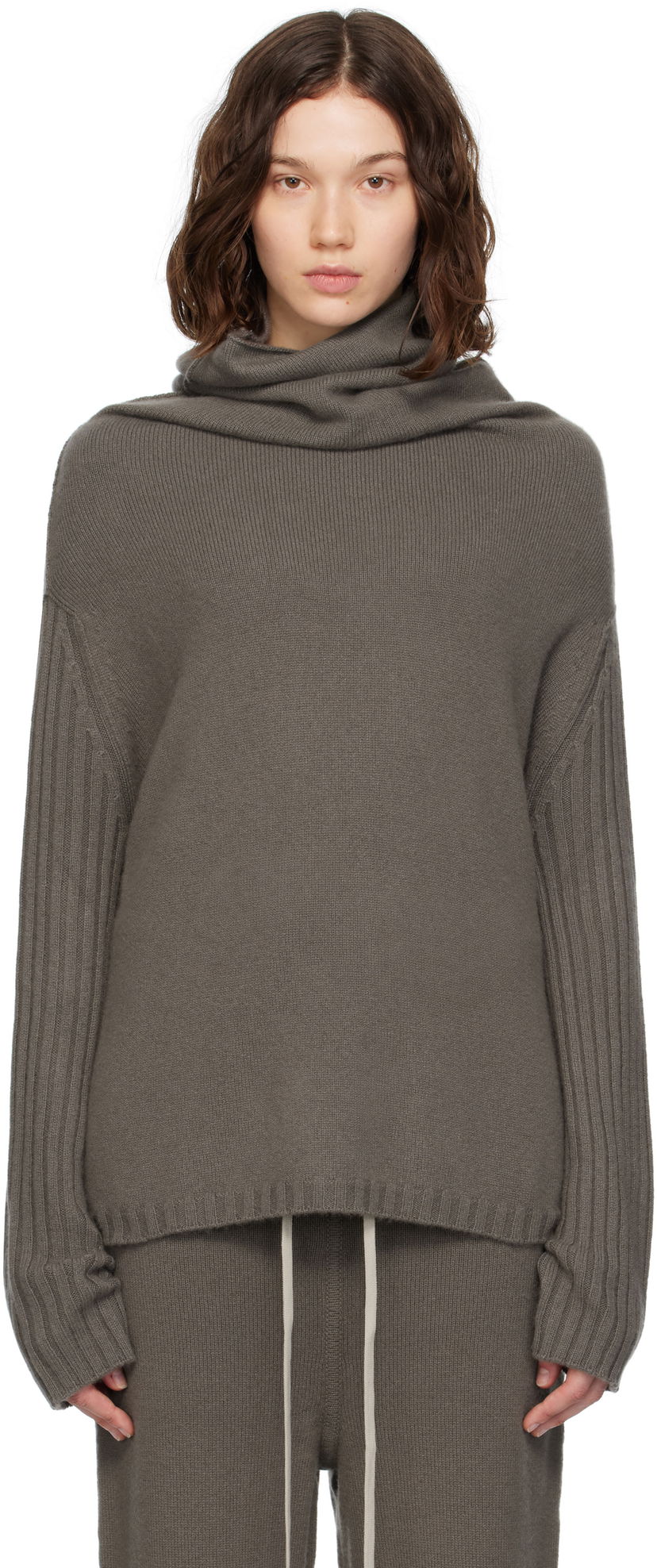 Džemper Rick Owens Rick Owens Concordians Rasato Cashmere Knit Turtleneck Siva | RP02E4674 KLWS