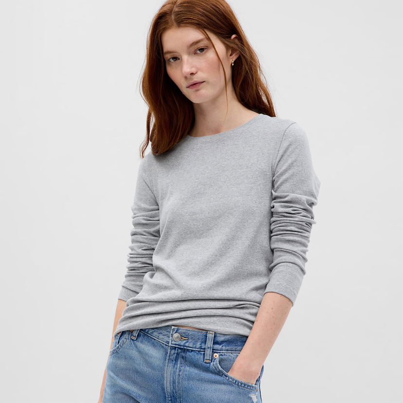 Dukserice GAP Top Longsleeve Crewneck Modal Top Grey Siva | 540609-00