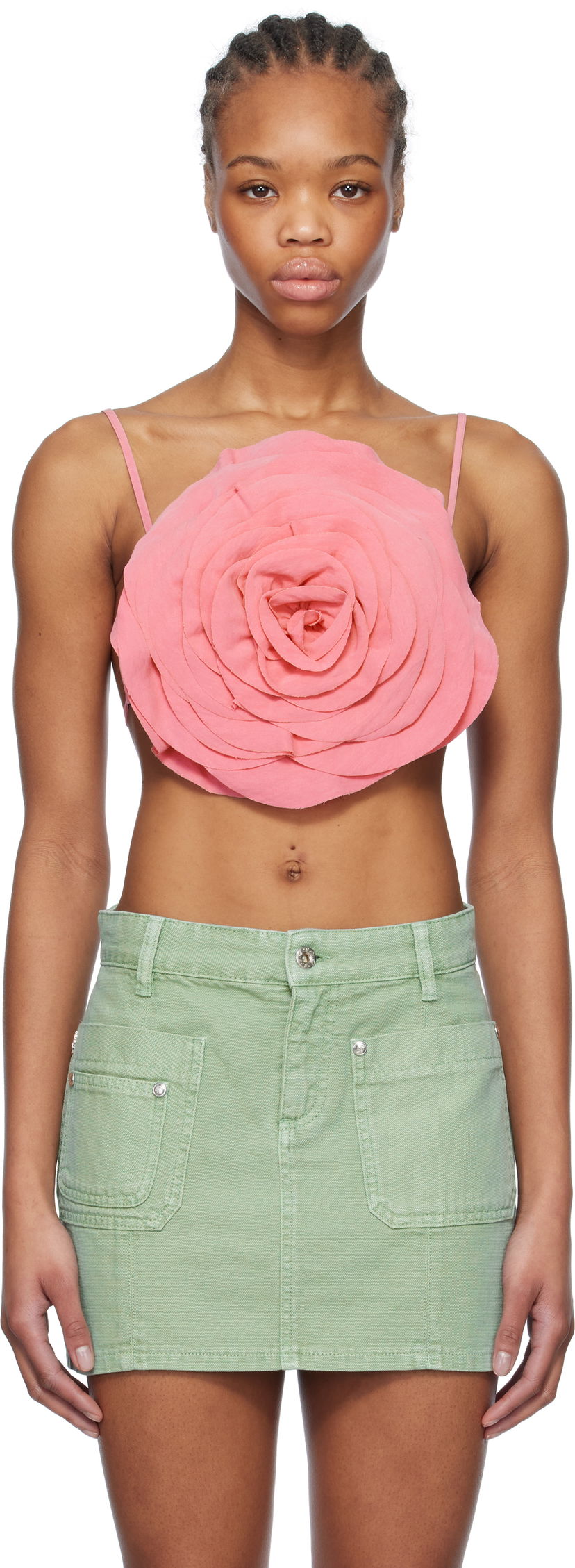 Suknja Blumarine Blumarine Rose-Effect Cami Top Zelena | P522C360A