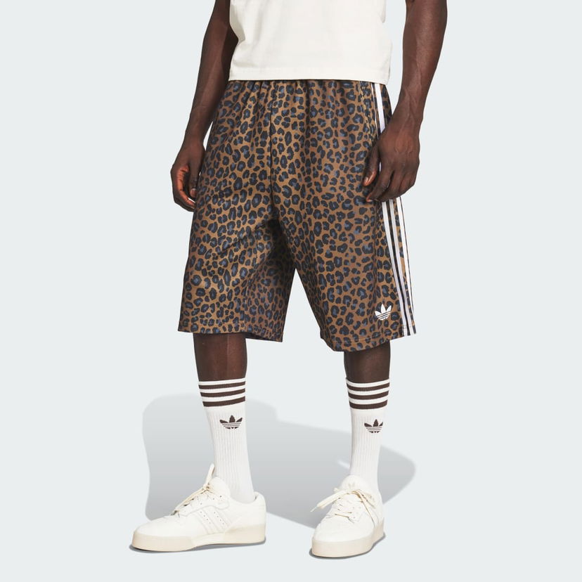 Kratke hlače adidas Performance Oversized Leopard Print Shorts Smeđa | JV7566