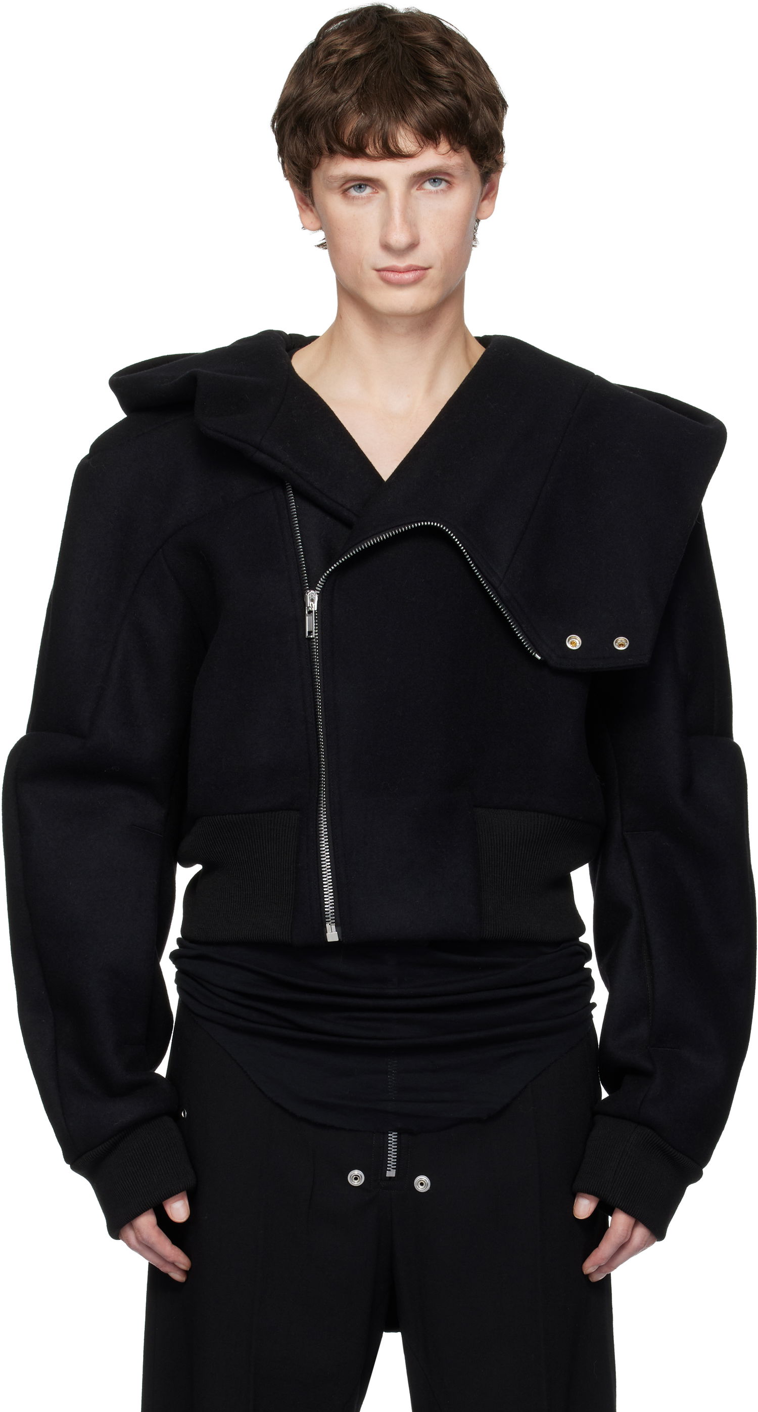 Bomber jakna Rick Owens Rick Owens Concordians Cropped Hooded Flight Bomber Jacket Crna | RU02E1761 WSF, 0