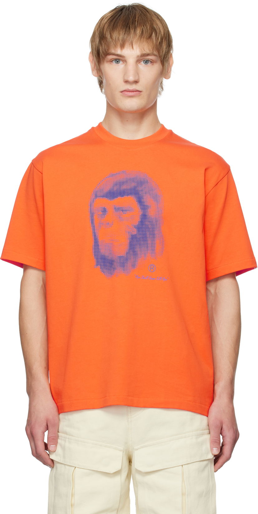 Majica kratkih rukava BAPE Pixel Comic Ape Head Graphic T-Shirt Narančasta | 001TEK801304M
