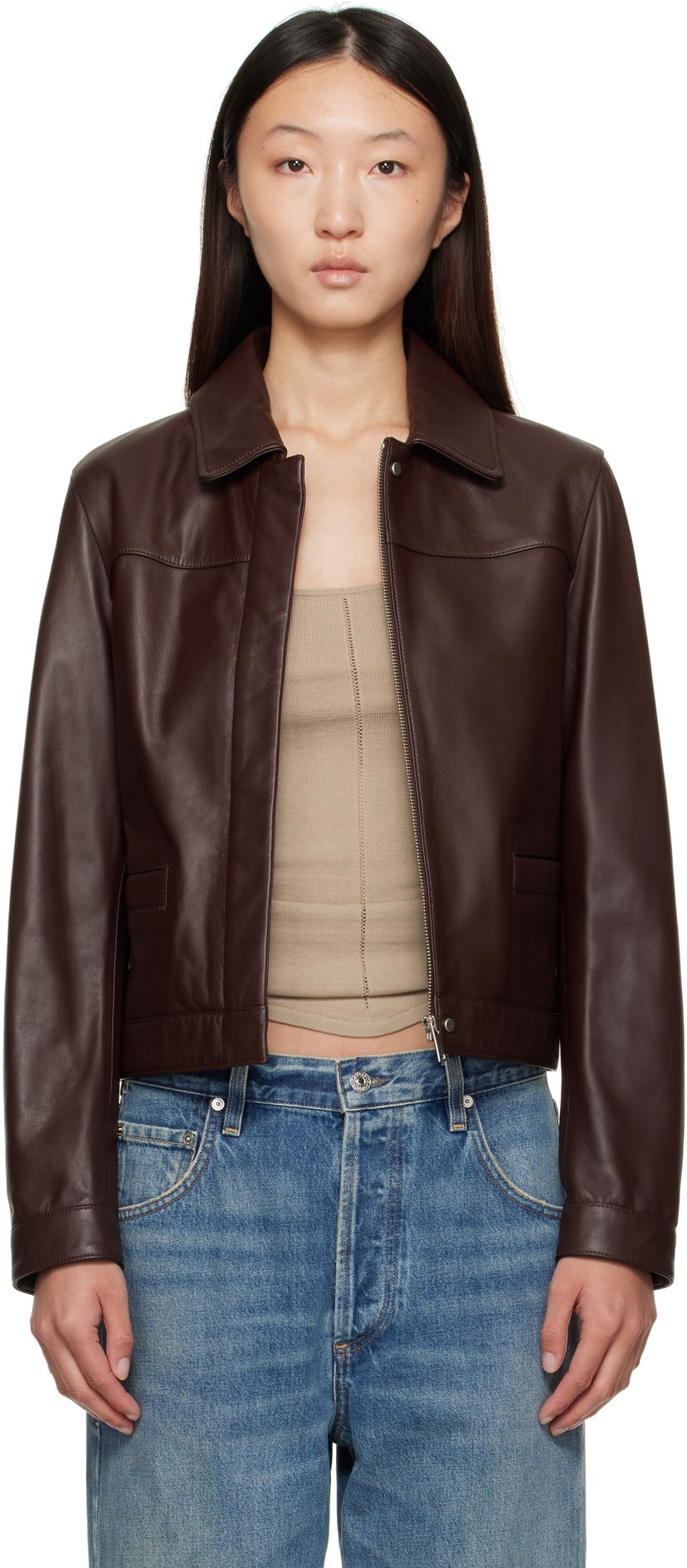 Jakna Loulou de Saison Loulou de Saison Ascot Leather Jacket Smeđa | ASCOT