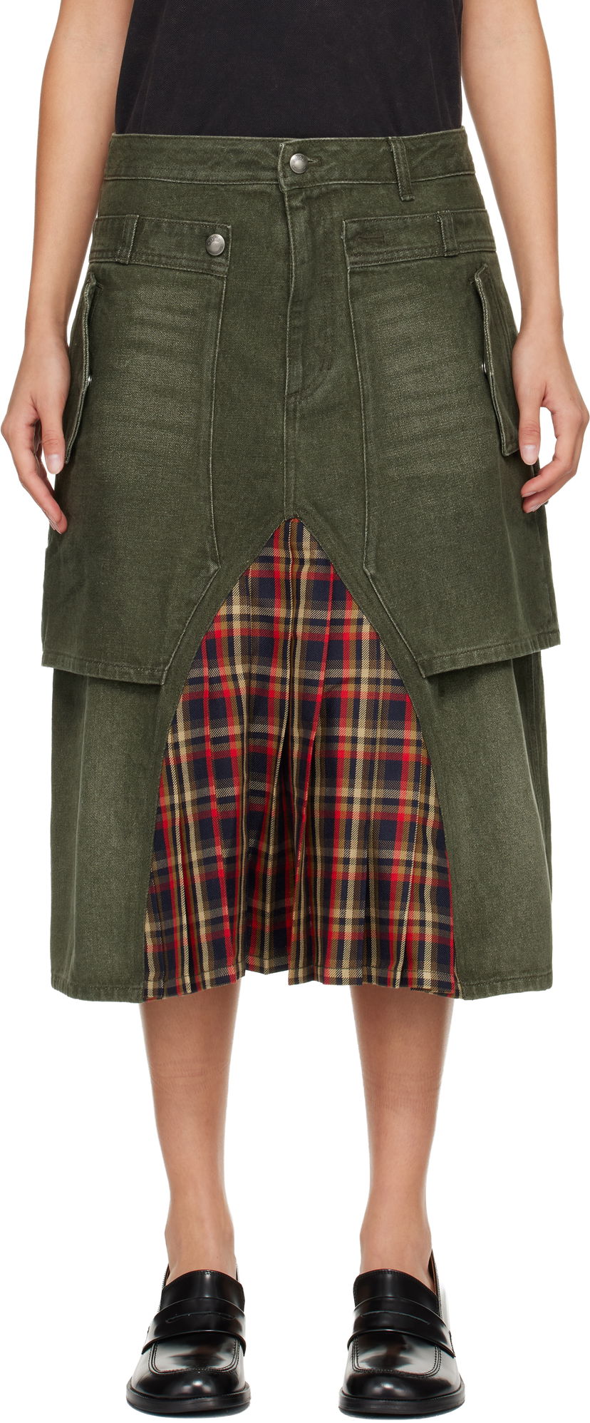 Suknja Andersson Bell Raptor Layered Pleats Denim Midi Skirt Višebojno | apa860w