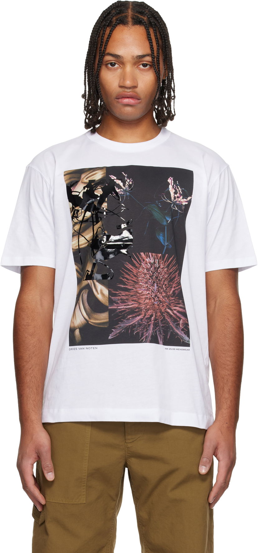 Majica kratkih rukava Dries Van Noten AW 25/26 Abstract Floral Collage Print T-shirt Bijela | 252-021110-2600