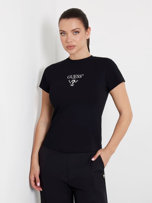 Majica kratkih rukava GUESS Front Logo Stretch T-Shirt Crna | V4YI21KCDH1
