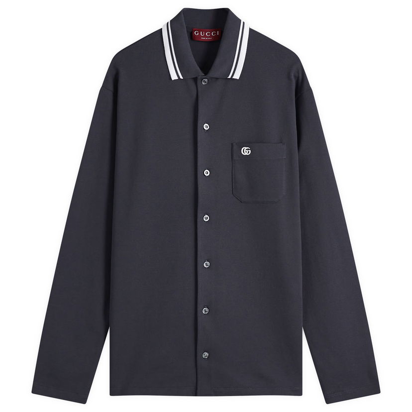 Polo majica Gucci Gucci Stretch Cotton Long Sleeve Polo Shirt, Size Medium Tamnoplava | 815513-XJG16-1165
