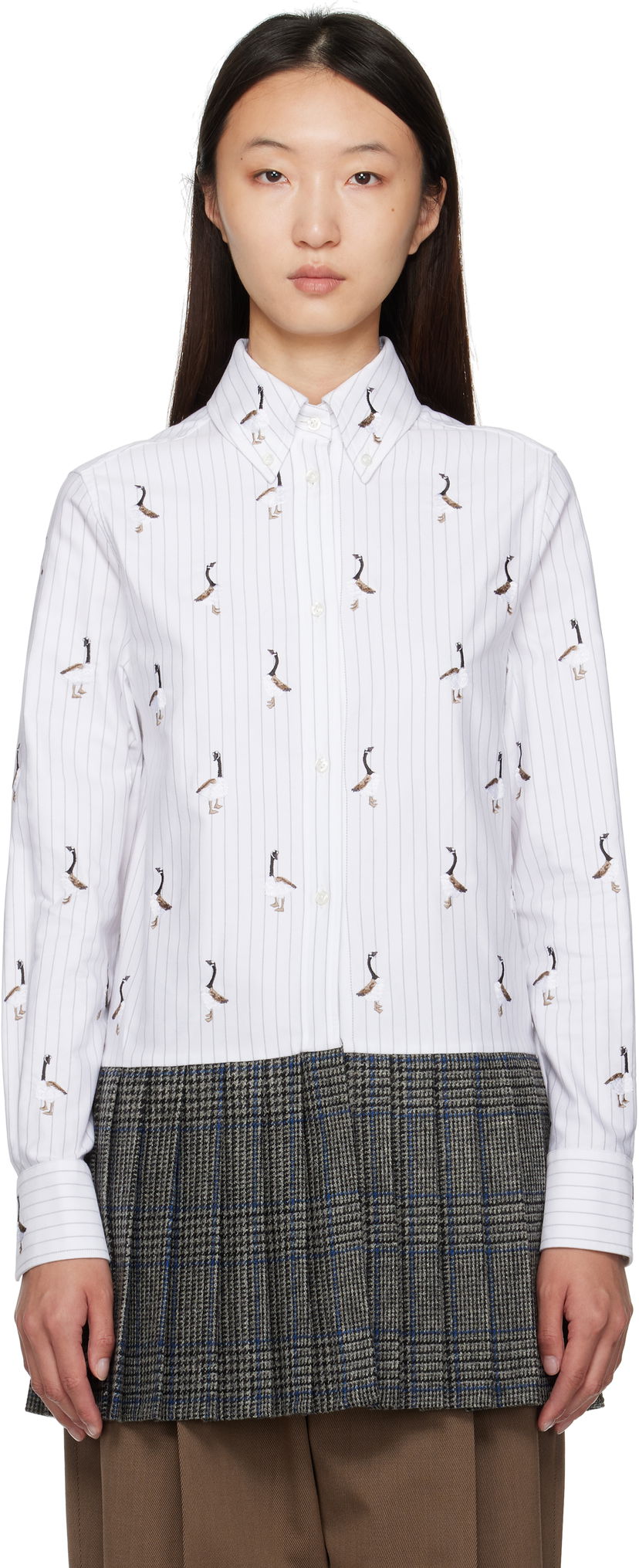 Haljina Thom Browne Thom Browne Goose Print Shirtdress Bijela | FDSF35E-E1374