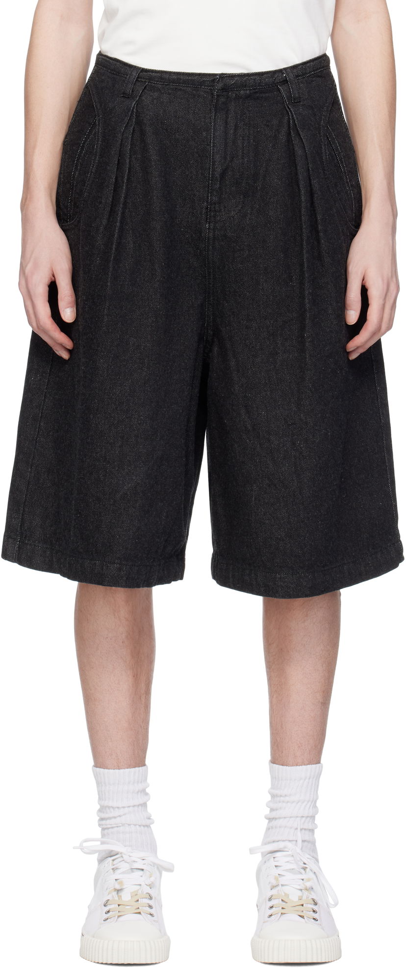 Kratke hlače ADER ERROR ADER error Pleated Denim Shorts Crna | BO01SSJE0201BK