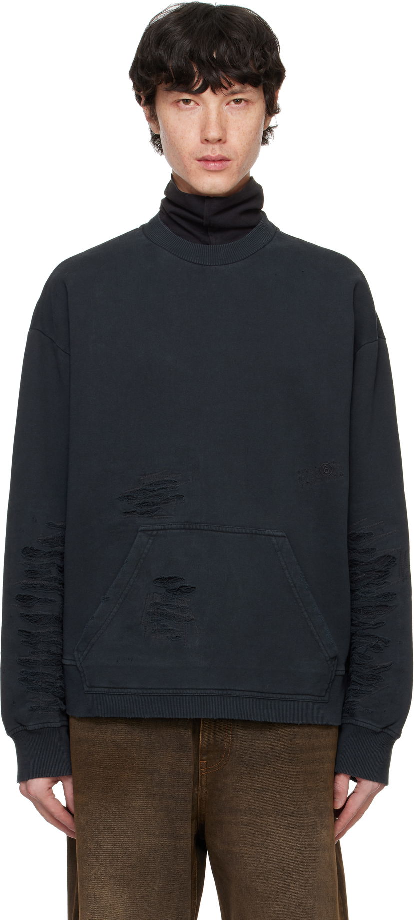 Dukserice Maison Margiela Distressed Sweatshirt Crna | SH2GU0010 M25004
