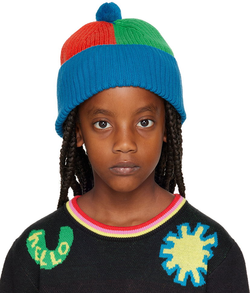 Kapica Stella McCartney Stella McCartney Kids' Colorblock Pom-Pom Beanie Višebojno | 8R0O37 Z0783