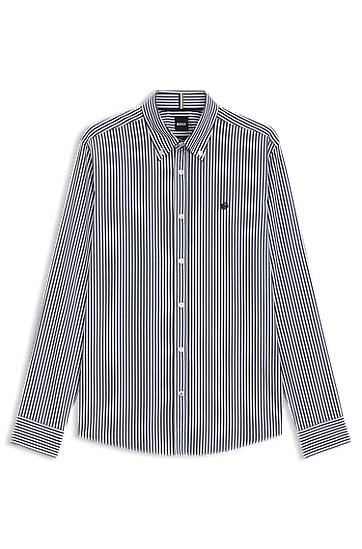 Košulja BOSS Slim-Fit Striped Cotton Blend Shirt Plava | 50545235