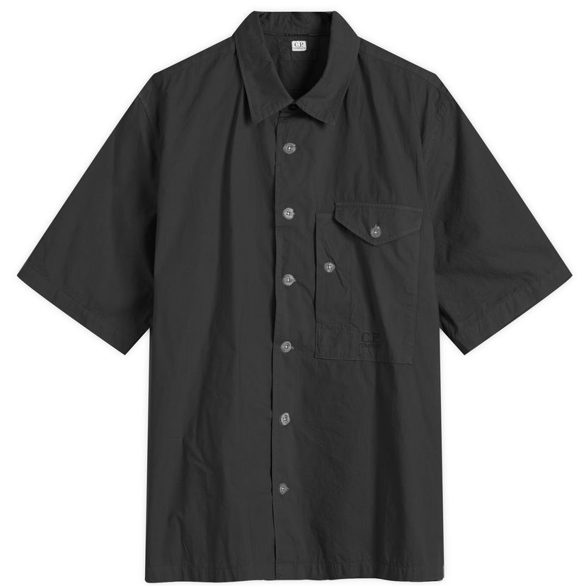 Košulja C.P. Company C.P. Company Short Sleeve Shirt with Pocket Logo, Size Large Crna | 18CMSH249A-005328G-BLK