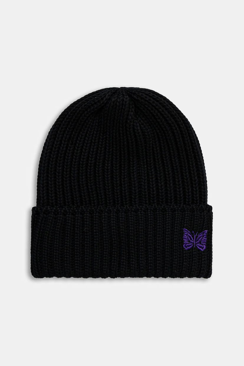 Kapica Needles Needles Watch Cap Ribbed Knit Beanie Crna | RW056