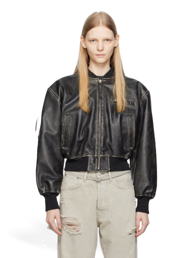 Bomber jakna Acne Studios Distressed Leather Crna | A70155-