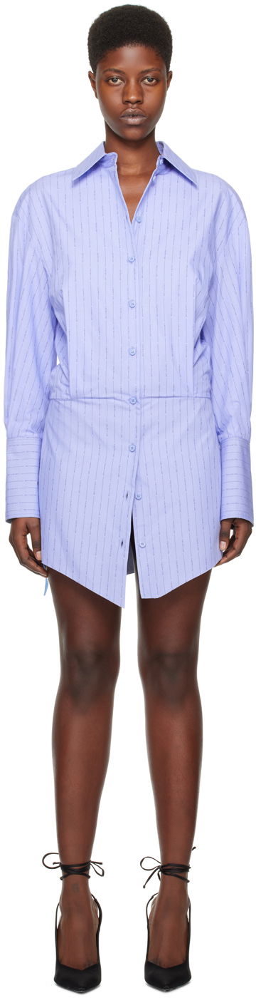 Haljina The Attico Attico Sylvie Pinstriped Minidress Ljubičasta | 242WCA93 C078