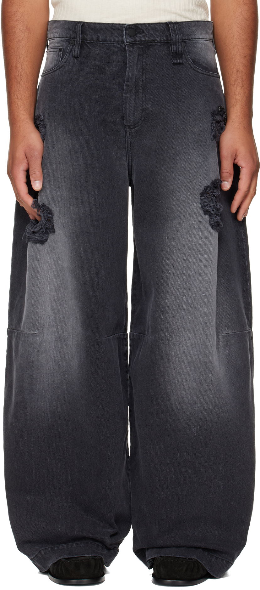 Jeans Simone Rocha Simone Rocha Embellished Wide Leg Puddle Jeans Crna | 4162B 1239D