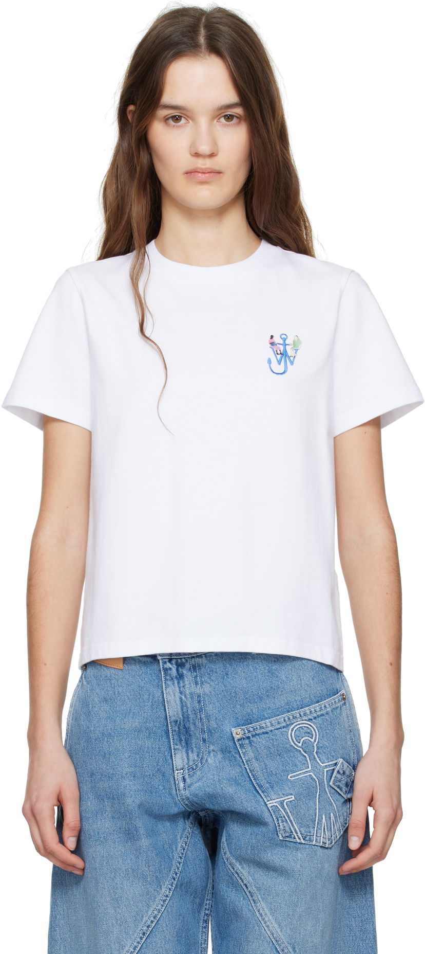 Majica kratkih rukava JW Anderson JW Anderson Anchor Embroidery T-Shirt Bijela | JT0269-PG1510